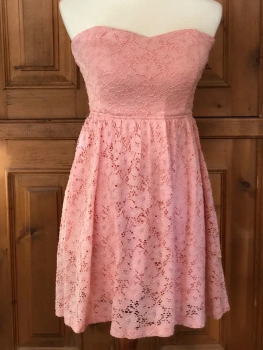 Windsor Peach Salmon Lace Sleeveless Strapless Party Formal Cocktail Dress M